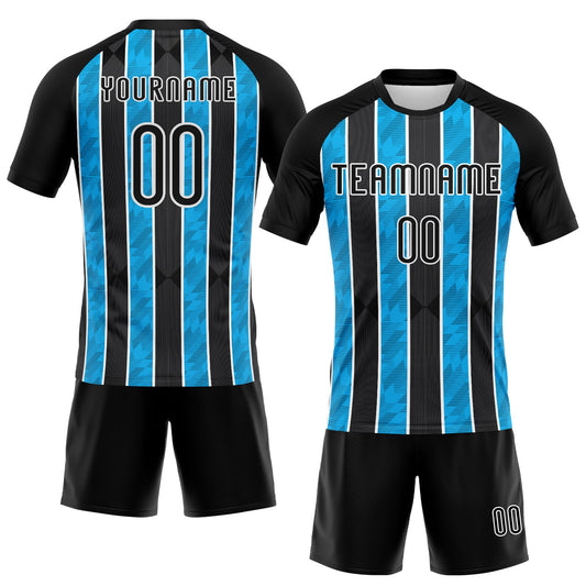 Maxcorners Custom Black Light Blue-White Lines Sublimation Volleyball Uniform Jersey LM2605