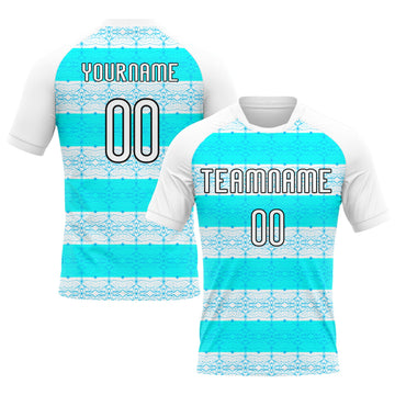 Maxcorners Custom White Lakes Blue-Black Abstract Shape Sublimation Volleyball Uniform Jersey LM2605