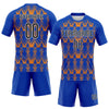 Maxcorners Custom Thunder Blue Black-Bay Orange Abstract Shape Sublimation Volleyball Uniform Jersey LM2605