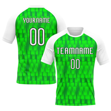 Maxcorners Custom Neon Green White-Black Abstract Shape Pro Sublimation Volleyball Uniform Jersey LM2605