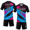 Maxcorners Custom Black Sky Blue-Pink Geometric Shape And Splash Sublimation Volleyball Uniform Jersey LM2605