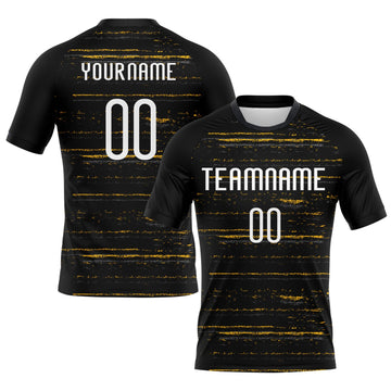 Maxcorners Custom Black White-Gold Bright Lines Sublimation Volleyball Uniform Jersey LM2605