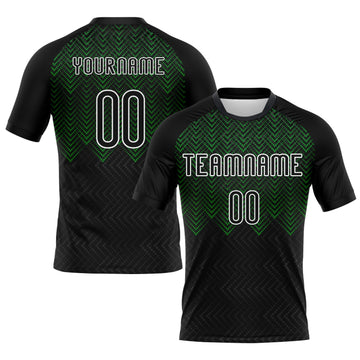 Maxcorners Custom Black Grass Green-White Geometric Shape Sublimation Volleyball Uniform Jersey LM2605