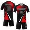 Maxcorners Custom Black Red-White Lines And Dots Sublimation Volleyball Uniform Jersey LM2605