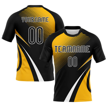 Maxcorners Custom Black Gold-White Lines And Dots Sublimation Volleyball Uniform Jersey LM2605