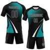 Maxcorners Custom Black Teal-White Lines And Dots Sublimation Volleyball Uniform Jersey LM2605