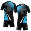 Maxcorners Custom Black Sky Blue-White Lines And Dots Sublimation Volleyball Uniform Jersey LM2605