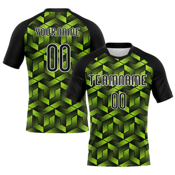 Maxcorners Custom Neon Green Black-White Geometric Shape Sublimation Volleyball Uniform Jersey LM2605