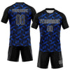 Maxcorners Custom Thunder Blue Black-White Geometric Shape Elite Sublimation Volleyball Uniform Jersey LM2605