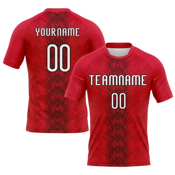 Maxcorners Custom Red White-Black Arrow Shape Sublimation Volleyball Uniform Jersey LM2605
