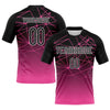 Maxcorners Custom Pink Black-White Abstract Network Sublimation Volleyball Uniform Jersey LM2605