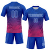Maxcorners Custom Thunder Blue Pink-White Lines Sublimation Volleyball Uniform Jersey LM2605