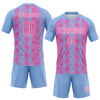 Maxcorners Custom Light Blue Pink-White Geometric Shape Elite Sublimation Volleyball Uniform Jersey LM2605