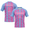 Maxcorners Custom Light Blue Pink-White Geometric Shape Elite Sublimation Volleyball Uniform Jersey LM2605