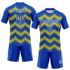 Maxcorners Custom Thunder Blue Gold-White Zigzag Sublimation Volleyball Uniform Jersey LM2605