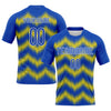 Maxcorners Custom Thunder Blue Gold-White Zigzag Sublimation Volleyball Uniform Jersey LM2605