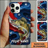 Maxcorners American Flag Wave Custom Name Fishing Phone Case