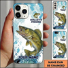 Maxcorners Fishing Phone Case Halftone Dot Background Custom Name Phone Case