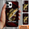 Maxcorners Red Diagonal Lines Custom Name Fishing Phone Case