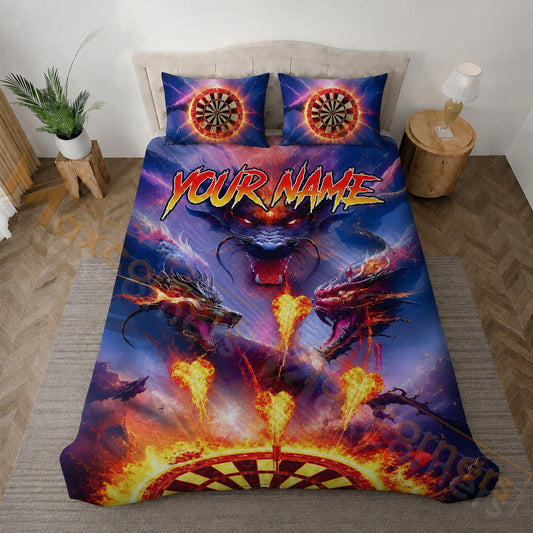 Maxcorners Darts Fire Dragon Dartboard Personalized Your Name Bedding Set 3D All Over Printed