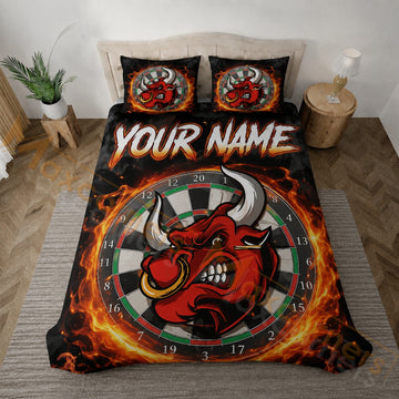Maxcorners Darts Fire Bull Dartboard Personalized Your Name Bedding Set 3D All Over Printed