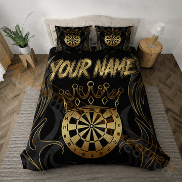 Maxcorners Darts Black Gold Royal Crown Dartboard Bedding Set 3D All Over Printed