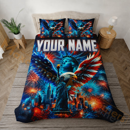 Maxcorners Darts Red Blue American Eagle Liberty Bedding Set 3D All Over Printed