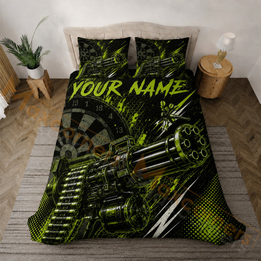 Maxcorners Darts Neon Green Black Gatling Gun Bedding Set 3D All Over Printed