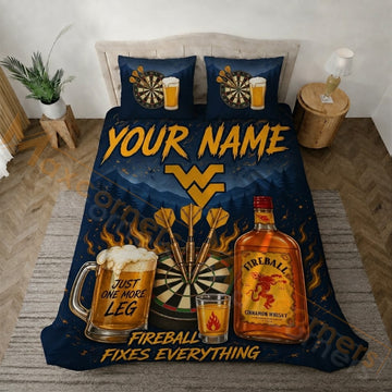 Maxcorners Darts Navy Blue Fireball Whiskey and Beer Bedding Set 3D All Over Printed