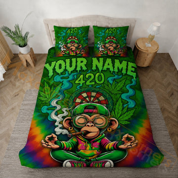 Maxcorners Darts Green 420 Monkey Bedding Set 3D All Over Printed