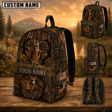 Maxcorners Hunting Buck Head Tribal Circle Camouflage Custom Name 3D Backpack