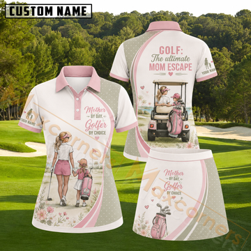 Maxcorners Cream Pink Mother By Day Golfer By Choice Personalized Name 3D Golf Shirt and Skirt