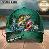 Maxcorners Emerald Scale Patriot Custom Name Fishing Cap