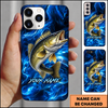 Maxcorners Abstract Blue Smoke Design Custom Name Fishing Phone Case