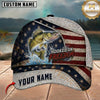 Maxcorners Patriotic American Flag Hooked On Freedom Customized Name Fishing Cap