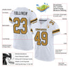 Maxcorners Custom White Old Gold-Black Mesh Authentic Football Jersey LM2605