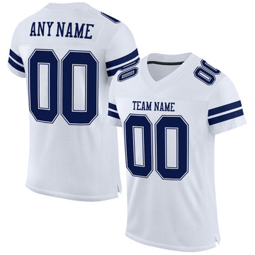 Maxcorners Custom White Navy-White Mesh Authentic Football Jersey LM2605