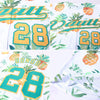 Maxcorners Custom White Kelly Green-Gold 3D Pattern Design Hawaii Pineapples Authentic Baseball Jersey LM2605