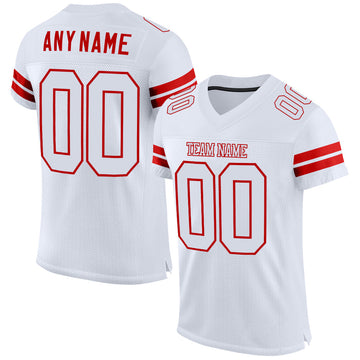 Maxcorners Custom White White-Red Mesh Authentic Football Jersey LM2605