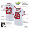 Maxcorners Custom White Red-Black Mesh Authentic Throwback Football Jersey LM2605