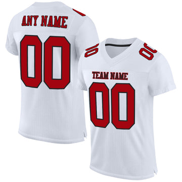 Maxcorners Custom White Red-Black Mesh Authentic Game Day Football Jersey LM2605