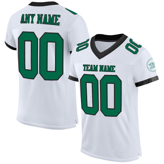 Maxcorners Custom White Kelly Green-Black Mesh Authentic Football Jersey LM2605