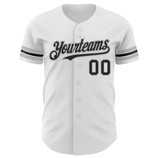 Maxcorners Custom White Black-Gray Authentic Baseball Jersey LM2605