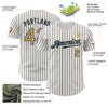 Maxcorners Custom White (Royal Old Gold Pinstripe) Old Gold-Royal Authentic Baseball Jersey LM2605
