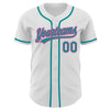 Maxcorners Custom White Teal-Pink Authentic Baseball Jersey LM2605