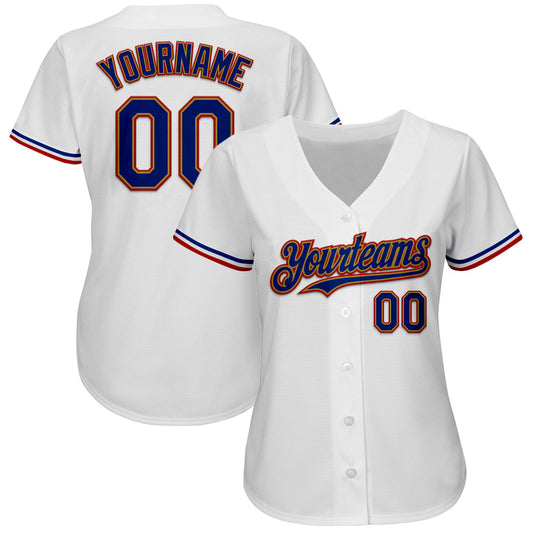 Maxcorners Custom White Royal Old Gold-Red Authentic Baseball Jersey LM2605