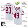 Maxcorners Custom White Maroon Mesh Authentic Throwback Football Jersey LM2605