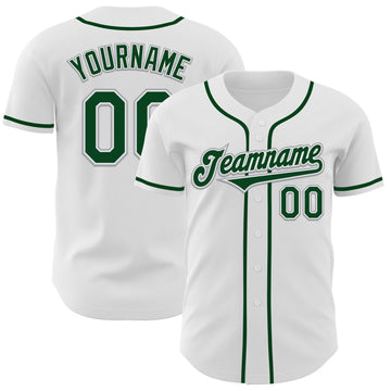 Maxcorners Custom White Green-Gray Authentic Baseball Jersey LM2605