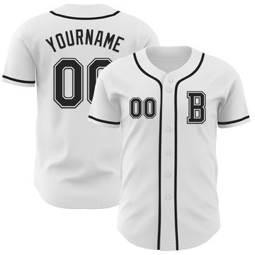 Maxcorners Custom White Black Authentic Baseball Jersey LM2605