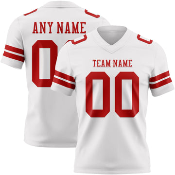 Maxcorners Custom White Red Authentic Football Jersey LM2605